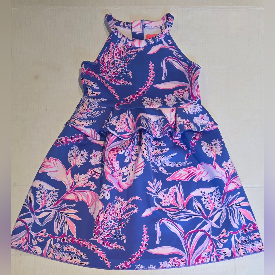 Lilly Pulitzer Girls Caesara Dress Iris Blue Wild Within Size 6-7